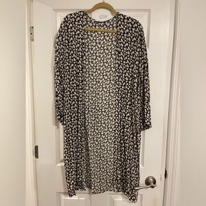 Floral Black, Brown and White Kimono - lightly used, like new!